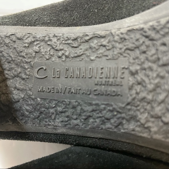 La Canadienne Oliver Waterproof Suede Bootie Black Ankle Boots Stacked Heel 7 - Picture 10 of 12